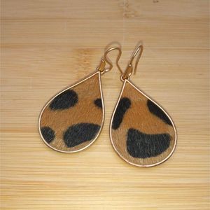 Vintage Faux Animal Fur Leopard 1980s Drop Earrings